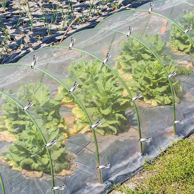 120 Pcs Garden Clips, Greenhouse Clamps, Stainless Steel Greenhouse Clips for Netting, Heavy Duty Row Cover Clips with a Strong Grip for Shade Cloth or Plant Cover on Gardening Hoops