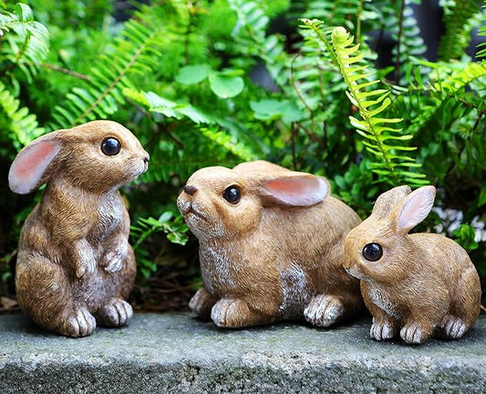 Bunny Decor Yard Decorations Outdoor Set of 3, Bunny Decorations for Home Garden Outdoor Statues, Easter Rabbit Figurines mom Gifts