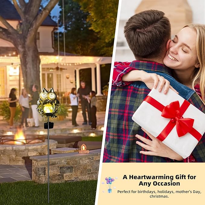 Solar Lights Outdoor Decor, Solar Cat Yard Decorations Outdoor, Garden Decorative, IP65 Waterproof, Gifts for Women Mom, for Yard Patio Lawn Pathway Landscape