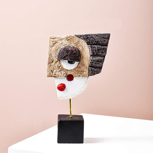 Smile - Handcrafted Statues Resin Abstract Sculpture for Home Decor Modern,African Art Tribal Figurines Decorations Items Accents Influencer Picks for Bookshelf,TV Stand,Living Room,Nightstand