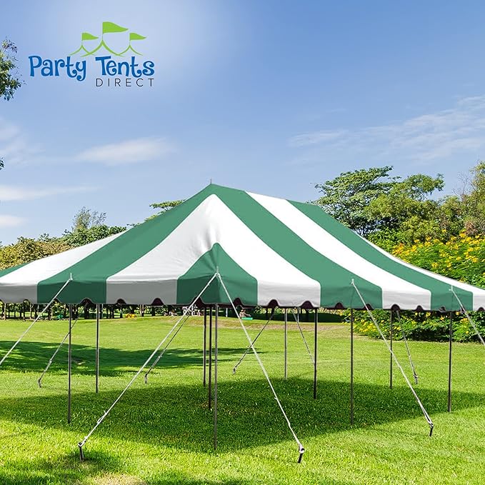 Party Tents Direct 20'x 30' Weekender Canopy Pole Tent with Sidewalls - Easy Up Canopy Tent with 120 Person Capacity - Outdoor Canopies for Parties, Weddings, and Events (Green/White)