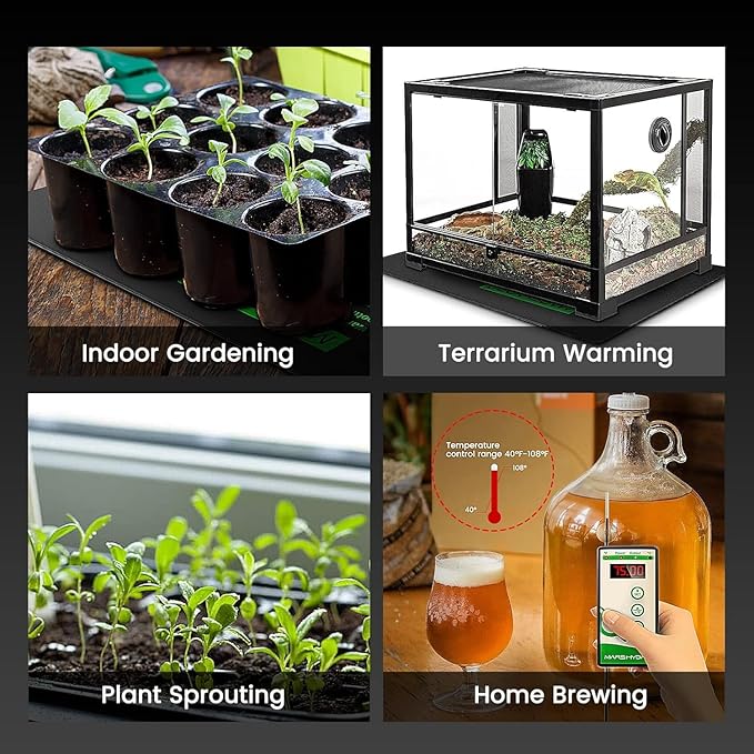 MARS HYDRO 48''x20.75'' Seedling Heat Mat with Thermostat Combo Set，Heating Pad for for Germination, Indoor Gardening, Greenhouse