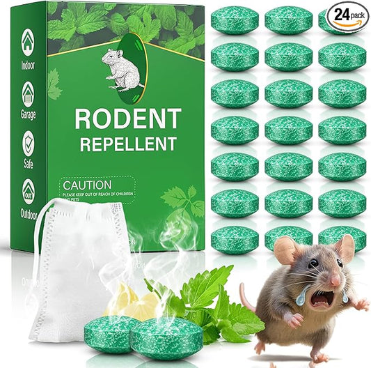24PCS Mouse Rodent Rat Repellent Natural Peppermint Oil Mouse Repellent Balls for Rats Mice Deterrent for Indoor & Outdoor Use,Friendly to Human & Pet