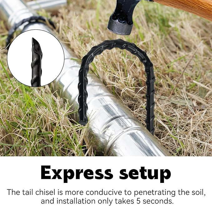 16 Inch J-Hook Rebar Stakes, HeavyDuty Anti-Rust Ground Anchors for Chainlink Fence, Garden Dog Fence, Sports nets, Camping Tent, Etc (40 Pack)