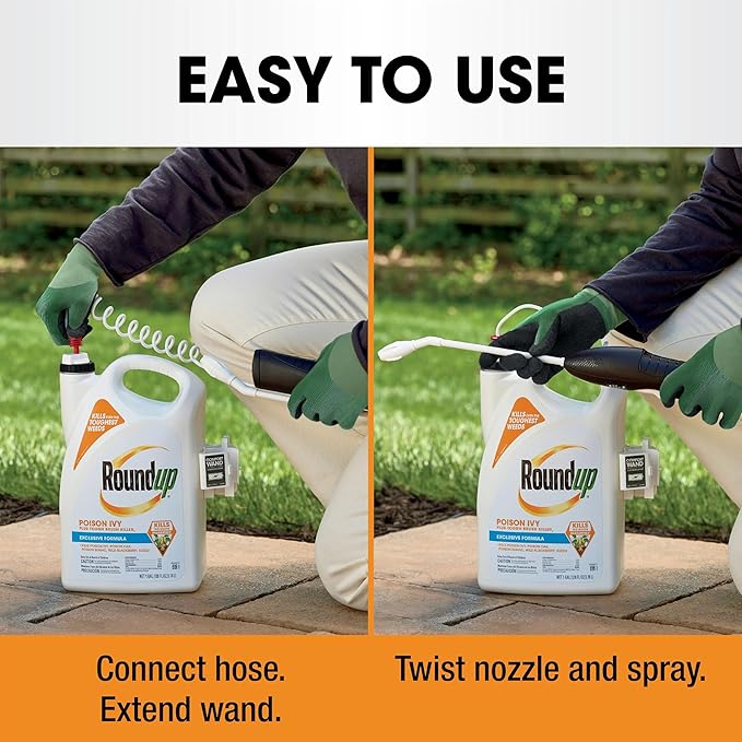 Roundup Poison Ivy Plus Tough Brush Killer₂ with Comfort Wand, Visible Results in Hours, 1 gal.