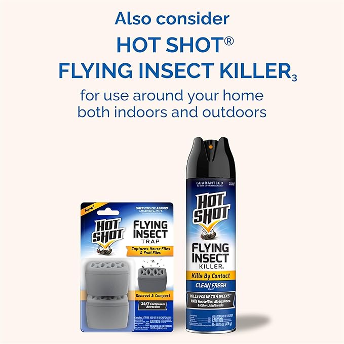 Hot Shot Flying Insect Killer, 15 Ounces, Aerosol Formula Kills Houseflies, Mosquitoes And Other Listed Flying Insects By Contact Indoors And Outdoors With Clean Fresh Scent,12 Pack