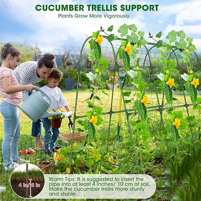 Cucumber Trellis for Raised Bed,U-Shape Garden Trellis for Climbing Plants Outdoor, Metal Arch Vegetables Trellis, Plant Support for Vine (Green, 47.2x47.2 X21.6)