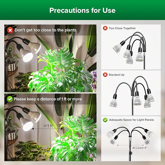 SANSI Upgraded 120W Grow Light with Adjustable Tripod Stand, 5000K 660nm Full Spectrum 900W Equiv. LED Floor Plant Light for Indoor Plants, Grow Lamp with Replaceable Bulbs for High PPFD Growing