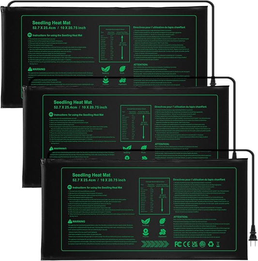 NAMOTEK Seedling Heat Mat, 10" x 20.75" Waterproof Plant Heating Mat, Warm Hydroponic Heating Pad for Indoor Home Gardening Seed Starter,Germination, Greenhouse