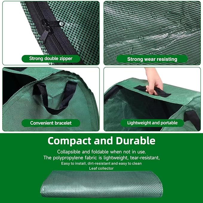 30 Gallon Leaf Collector, Leaf Bag Chute, Portable Pop Up Leaf Bags, Foldable Dustpan Leaf Pick Up Tools Leaf Loader, Reusable Yard Garden Bags for Leaves Lawn Trash(100 L) Dimensions