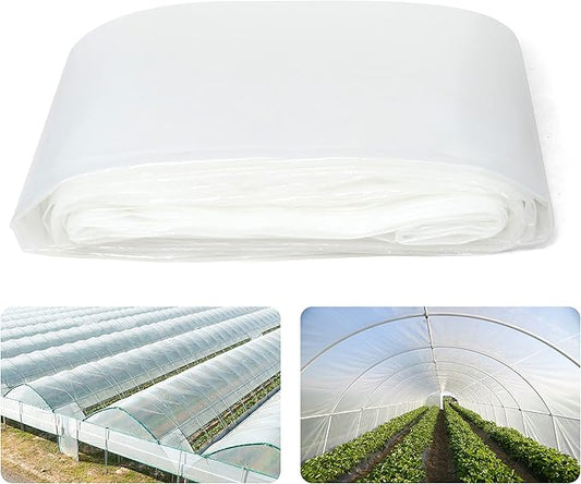 Fencer Wire 6 mil Clear Greenhouse Plastic Sheeting UV Resistant Polyethylene Greenhouse Film, Hoop House Cover for Horticulture, Gardening, Farming and Agriculture 90% Light Transmittance, 16’ x 28’