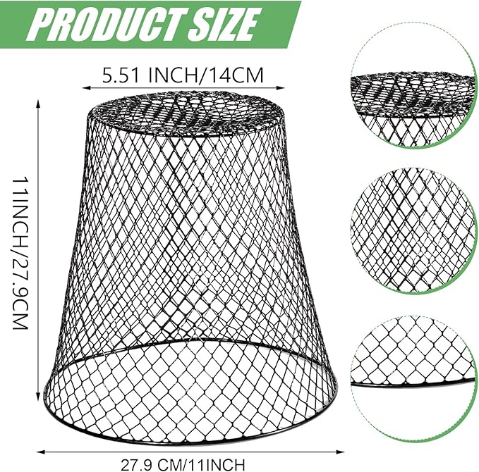 10 Pcs 11inch Chicken Wire Plant Covers,Green Wire Garden Cloches Chicken Wire Cloche Plant Protector Metal Heavy Duty Garden Plant Cloche for Keeping Bunnies Chicken Squirrels Birds Other Out