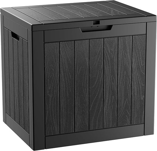 KAMABOKO Deck Box, 35 Gallon Resin Indoor and Outdoor Storage Boxes Waterproof for Garden Tools, Pool Accessories Storage Bench, Patio Furniture and Cushions with Lockable Lid, Black