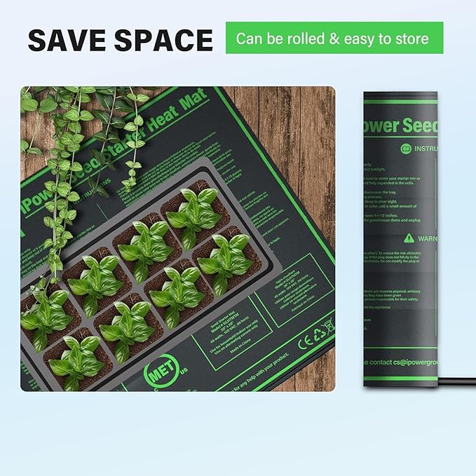 iPower 20" x 20" Seedling Heat Mat and LCD Digital Thermometer Combo, Warm Hydroponic Heating Pad for Germination, Indoor Gardening, Greenhouse, Black