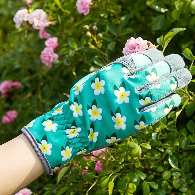 SKYDEER Premium Genuine Deerskin Suede Women's Gardening Gloves, Ultra-Soft Padded, Comfort Fit for Work (SD6611/L)