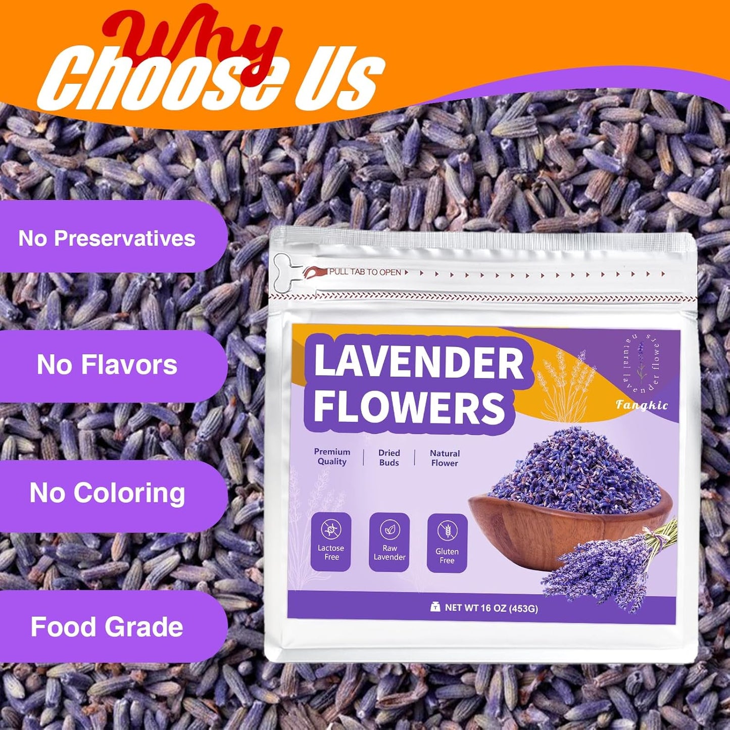 Dried Culinary Lavender Flowers - Food Grade Lavender Buds for Tea, Baking, Potpourri, Home Fragrance & Sachets, Edible Flowers - Gluten Free (16 oz)