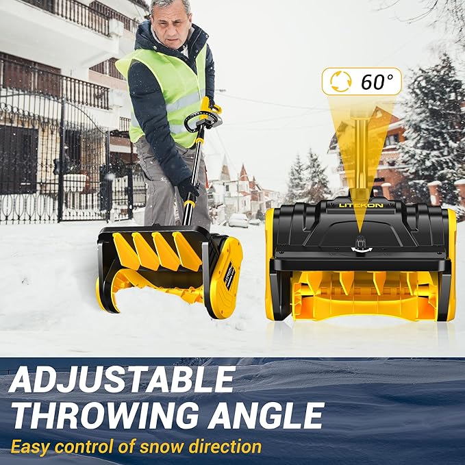 Cordless Snow Shovel Compatible with De-Walt 20V Battery (No Battery), 13-Inch Brushless Electric Snow Blower for 25FT Throw Distance and 6" Clear Depth for Patio, Deck, Driveway