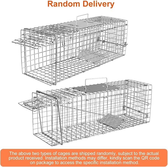 iMounTEK Humane Live Animal Cage Trap Cat Trap Cage Humane Catch & Release Live Rodent Collapsible Galvanized Wire for Kitten Rabbit Squirrels Small Raccoons Beavers Groundhogs Indoor Outdoor