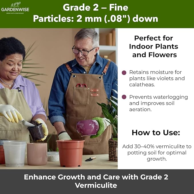 Organic Fine Vermiculite for Indoor Gardening Plants and Mushrooms – Enhances Soil Aeration, Seed Germination, Rooting Cuttings – Small Packages and Bulk (Vermiculite Grade 2 – Fine, 20 quarts)