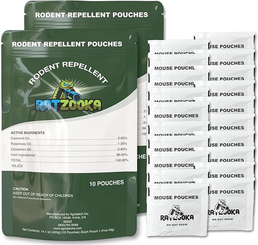 Extra-Strength Mouse Repellent Pouches with Cinnamon/Cornmint Oils, (20 Pouches) Natural Rodent Repellent, Indoor & Outdoor Mice Repellent, Safe for Pets and Kids