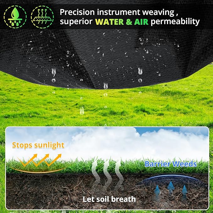 4FT x 100FT Weed Barrier Landscape Fabric, 3.2oz Premium Heavy Duty Lawn Garden Cloth, Woven Geotextile Ground Cover with 20 U-Shaped Pegs for Gardening, Farming, Driveway, Greenhouse(2 Pack 4x50ft)