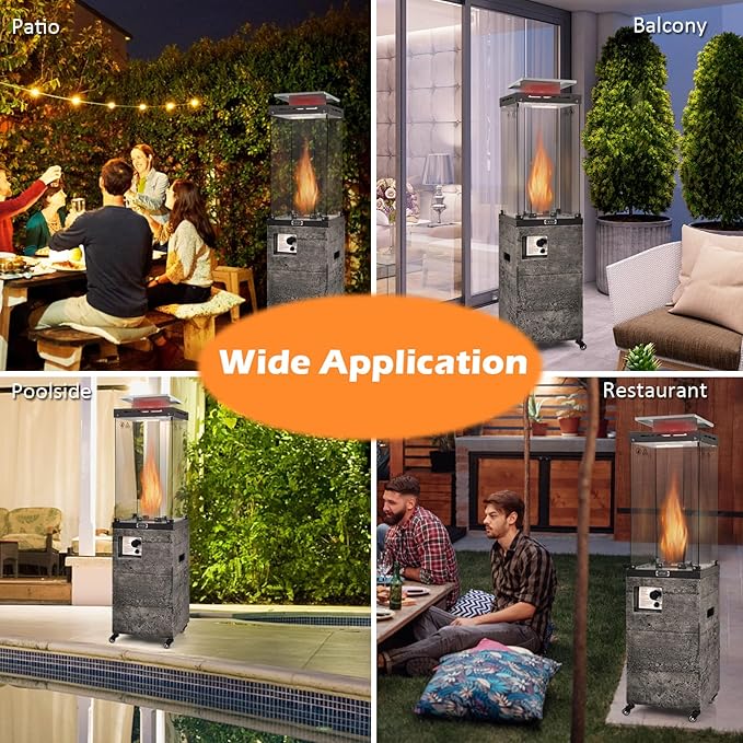 Giantex 41,000 BTU Outdoor Heaters for Patio - Propane Patio Heater, Outside Space Heater with Protective Cover, Wheels & Adjustable Feet, CSA Certification, Portable Gas Heater for Garden, Yard (Mix Gray)