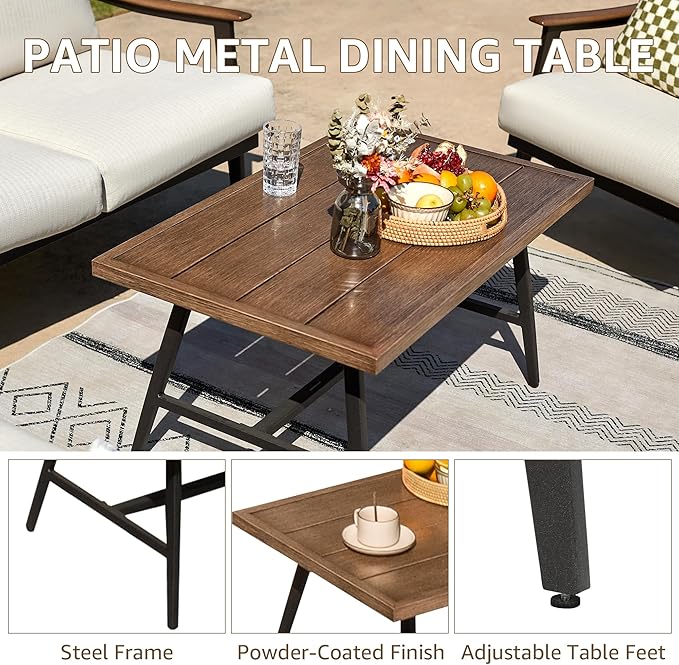 NATURAL EXPRESSIONS 4 Pieces Patio Furniture Set, Outdoor Furniture Sofa Sectional Modern Metal Patio Conversation Set with High Back Wicker Backrest & Loveseat for Balcony, Backyard, Deck, Porch