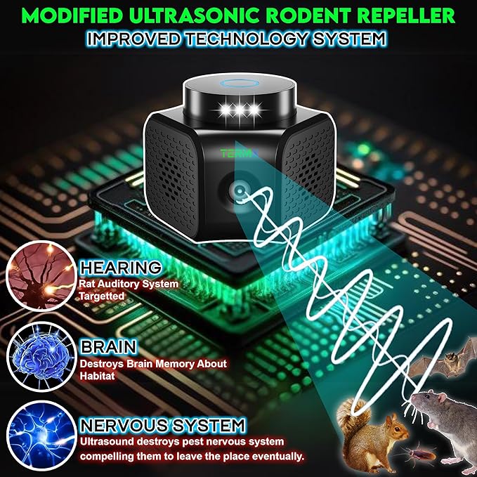 Rat Repellent for House Best Thing to Get Rid of Mice with 4 Modes Attic Rodent Deterrent Looking The Best Ultrasonic Pest Repeller Indoor No Touch Solution for House Garage Warehouse RV etc