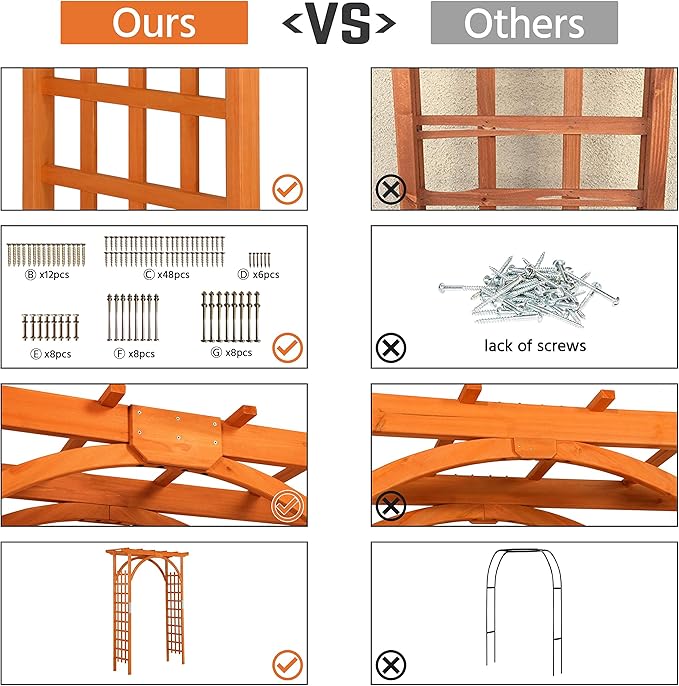 Yaheetech 85in Wooden Garden Trellis Horticulture Garden Arch Arbor for Climbing Planting Plant Stand in Garden Yard Outdoor, Brown