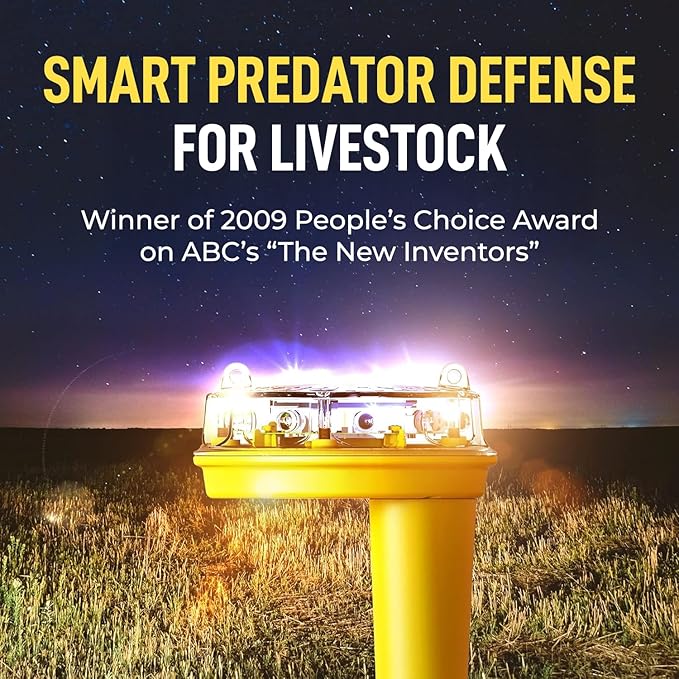 Foxlights Solar Predator Guard Deterrent with Flashing LEDs – Nocturnal Wildlife Repeller Nightlight for Flocks, Gardens, Crops & Chicken Coops- Protection Used by Professional Ranchers & Farmers