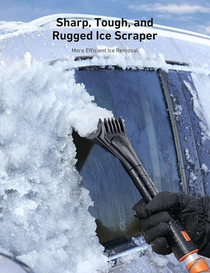 AstroAI 39.37" Ice Scrapers for Car Windshield and Snow Brush with Foam Grip and 360° Pivoting Brush Head for Christmas Car Auto Truck SUV(Orange)