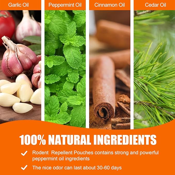 Mouse Repellent, Pest Control, Rodent Repellent Pouches, Mice Repellent, Natural Mice Deterrent for Homes/RVs, Child & Pet Safe Pest Control. Peppermint Oil to Repel Mice and Pouches, 12 Pack.