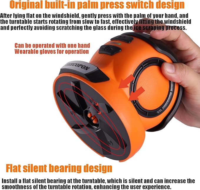 3-in-1 Electric Ice Scraper for Cars & Home – Cordless Handheld Defroster, Cleaner & Polisher, 500 RPM Motor, 2000mAh Battery, Type-C Charging, Lightweight & Portable