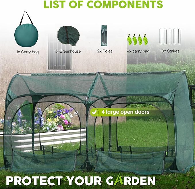 Poray Large 5.3x2.6FT Plant Netting Cover, Pop up Tunnel Crop Cage Gardening Net,Pest Guard Cover for Vegetables &Fruits,Durable Gardening Net for Plant and Animal