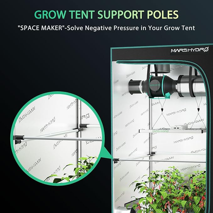 MARS HYDRO Grow Tent Durable Side Support Pole，Sturdy Metal Replaceable Bracket Accessories，High CFM Kit for 4x4 Indoor Tents