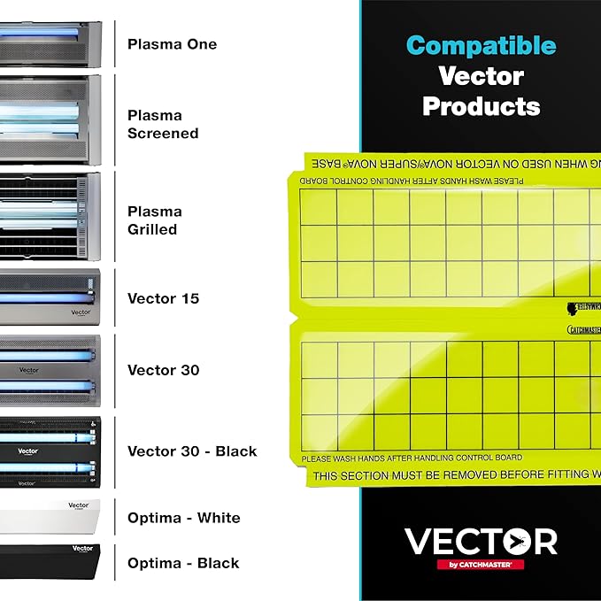 Catchmaster Vector Trap Replacement, UV Light Fly Traps for Home, Unscented Sticky Gnat Glue Boards for House, UV Lamp Insect & Mosquito Killer Refill, Adhesive Bug Light Boards, 12-Pack Yellow