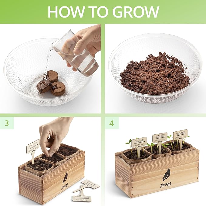 Wildflower Seed Mix Growing Kit - Includes Perennial & Annual Wild Flowers, Burlap Planters, Soil, Wooden Box, and Gardening Tools for Indoor Garden and Patio Planting