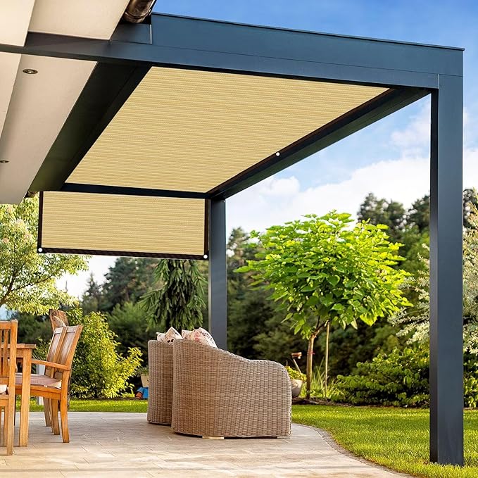 QNLONG Shade Cloth for Garden， 90% Beige Shade Net Mesh Tarp with Grommets Sun Shade Cover Tear Resistance for Plants Greenhouse Chicken Coop Vegetables Pergola 3X10FT