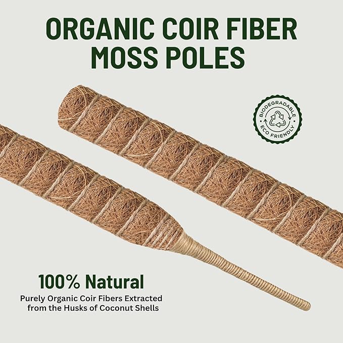 2 Pack 48 Inch Moss Pole for Plants Monstera, Tall Moss Poles for Climbing Plants Monstera, Handmade Coco Coir Plant Pole, Monstera Plant Support for Plant Grow