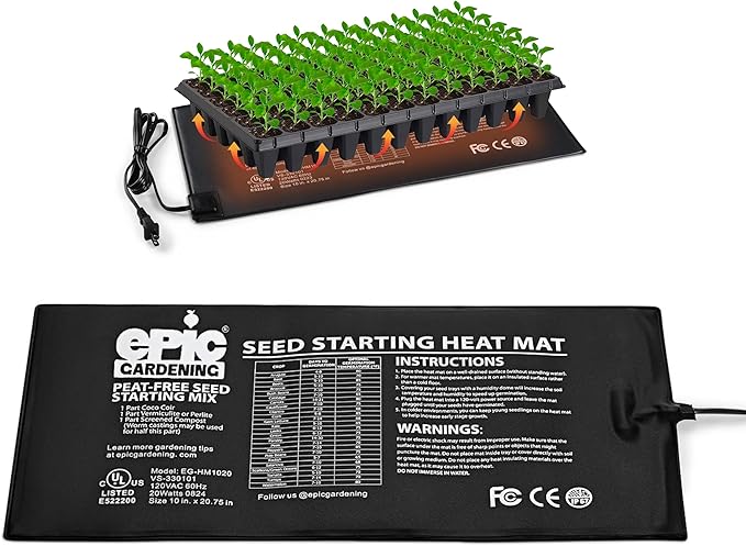 Epic Gardening Seedling Heat Mat for Plants – High-Performance 20W Heavy-Duty PVC Heating Mat for Seed Germination, Plant Growth, & Fermentation | Durable & Reliable Warmth for Indoor Gardening