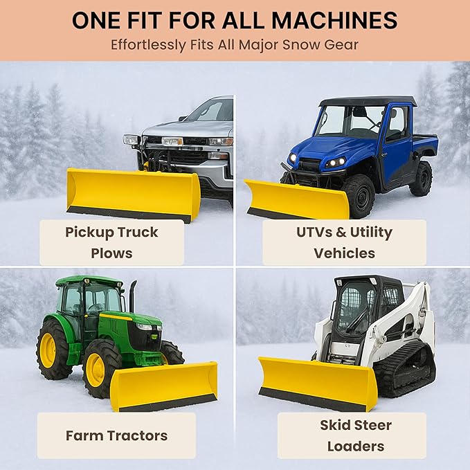 Simond Store- Rubber Cutting Edge for Snow Plow –Heavy Duty 60" x 4" x 0.75" Snow Plow Deflector Smooth & Surface-Safe Snow Clearing - Fit for ATV Tractors, Skid Steers & UTVs Snow Pusher Cutting Edge