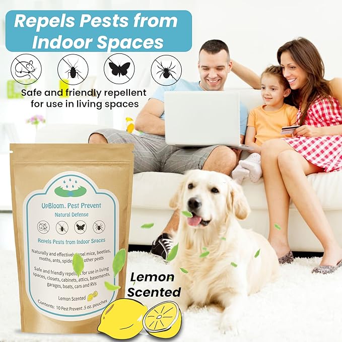 UpBloom - Pest Prevent All-Natural Repellents Home and Garage Defense from Mouse, Spider, Roaches, and Insects 10 Pest Control and Repeller Pouches