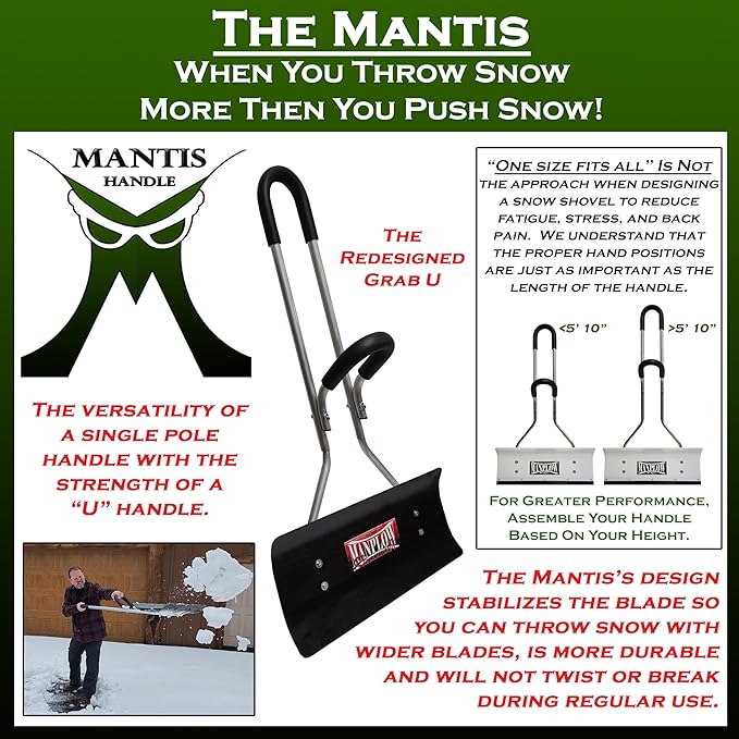 MANPLOW RevolutionX Snow Pushers and Shovels (Mantis Handle, 24")