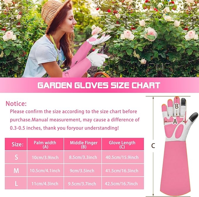 Long-Gardening-Gloves for Women/Men - Thorn Proof Rose Pruning Gloves Heavy Duty Gauntlet-L