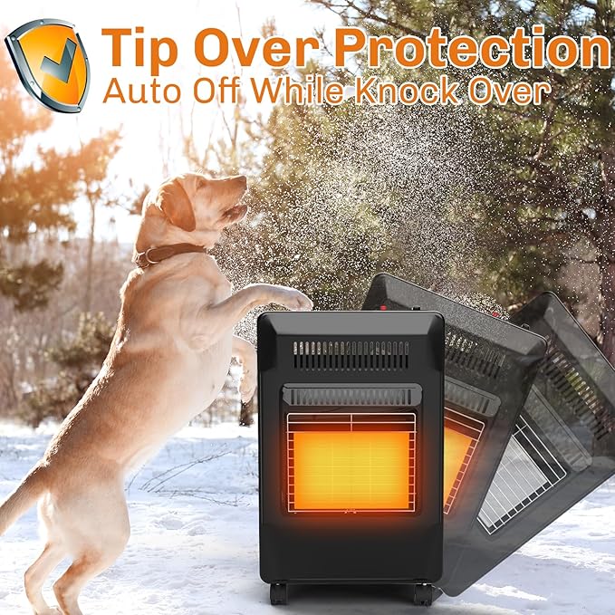 WELLUCK Propane Heater | Portable Patio Heater for Outdoor | LP Cabinet Gas Heater for Camping, Garages, Workshops & Construction Sites |18,000 BTU Warm Area up to 450 sq. ft, 3 Power Settings