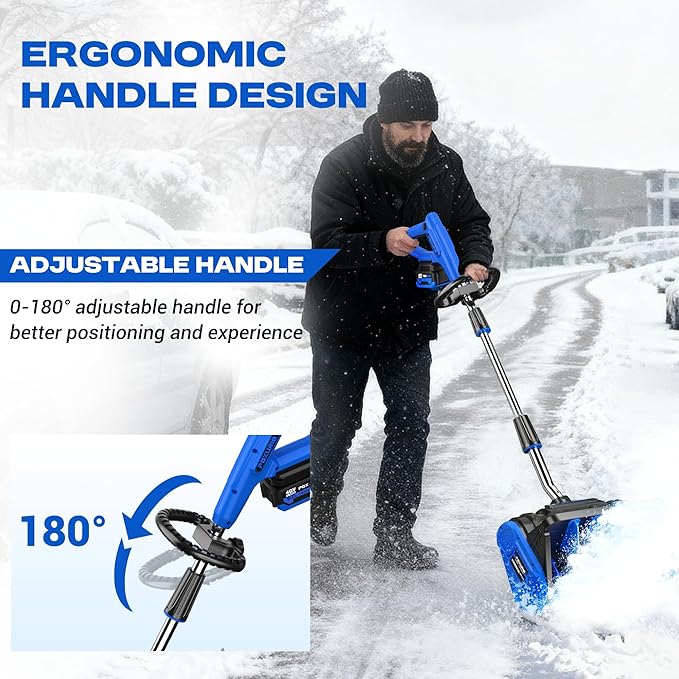 2x40V Cordless Snow Shovel, 13-Inch Electric Snow Blower with 4.0Ah Battery Charger, Snow Removal with 25FT Throw Distance, Battery Snow Blower with Directional Plate & Adjustable Front Handle