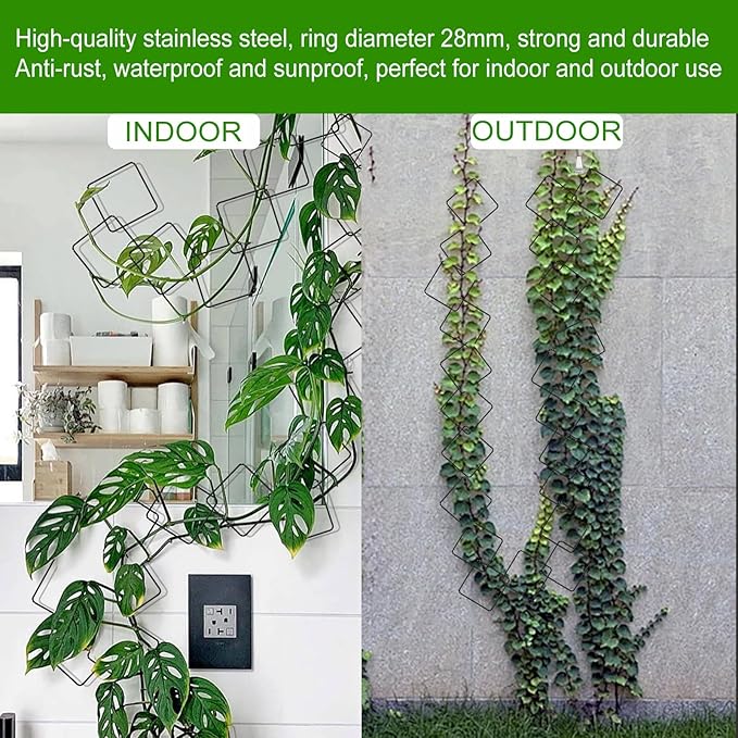 2 Pack 36pcs Chain Trellis for Climbing Plants Indoor & Outdoor, Garden Wall Plant Trellis Plant Vine Support Houseplant Accessories and Plant Gifts for Vine, Ivy, Monstera,Pothos
