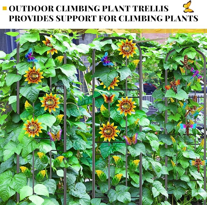 2 Pack Garden Trellis for Climbing Plants Outdoor, Metal Plant Trellis Vine Frame Support for Potted, Decoration Plant Wall Brackets Lattice for Indoor Flowers Vegetable Fruits Rose