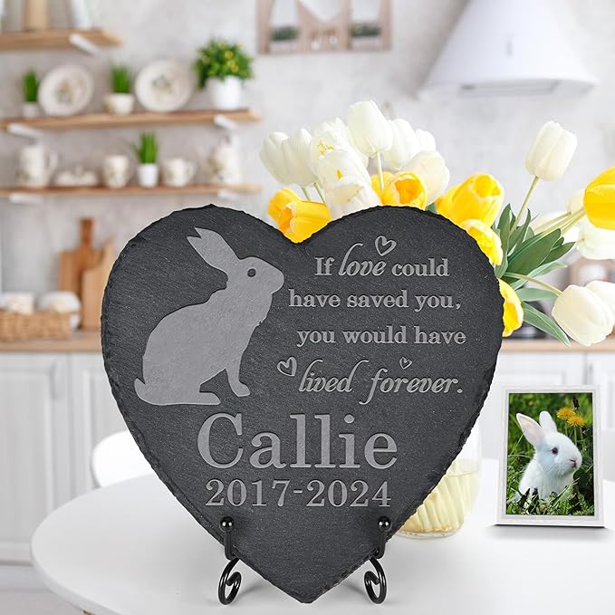 Rabbit Memorial Stone - Rabbit Memorial Gifts - Pet Loss Gift - Loss of Rabbit - Heart
