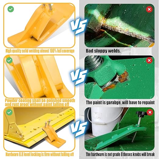 Tractor Bucket Protector(Upgraded Version), 2 Pcs Ski Edge Protector, Turf Tamer Skid Protector with Grade8.8 Double Lock Nuts and Bolts, Heavy Duty Steel for Snow Removal Spreading Gravel,Yellow